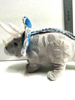 Dinosaur Triceratops Plush Adventure Planet Animal Den Line Gray 13" Long